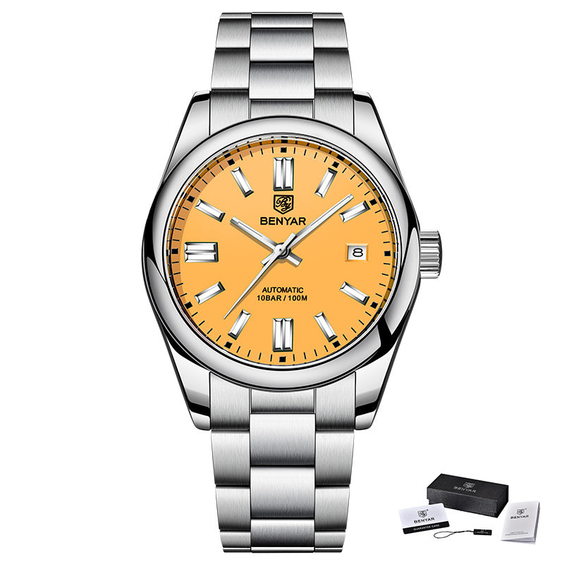 1pc Waterproof Stainless Steel BENYAR Men's Mechanical Sports Diving Wristwatches for Men