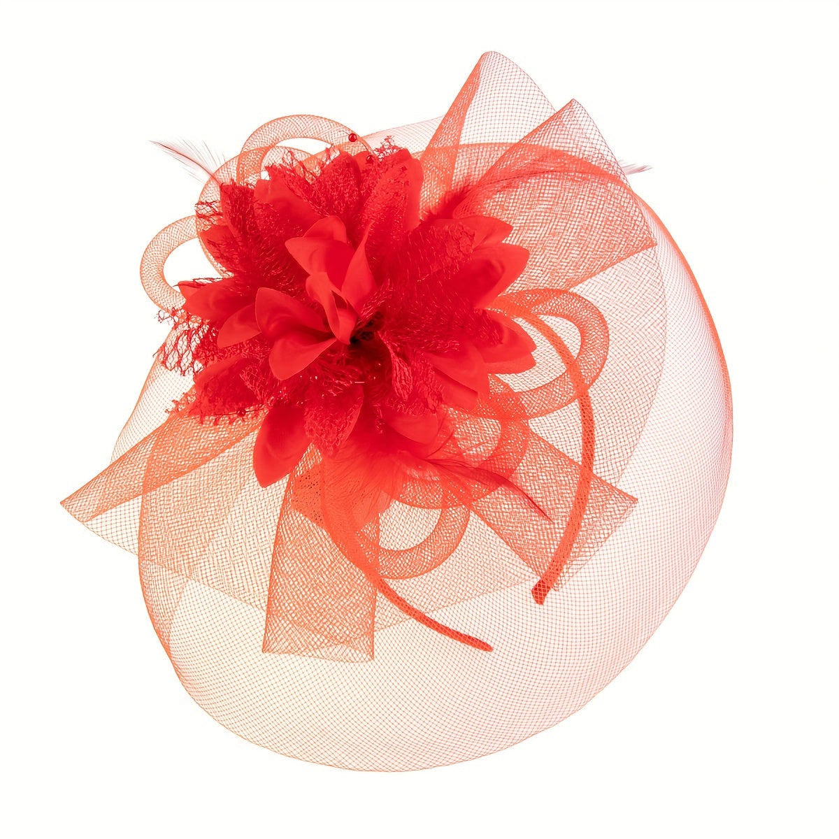 1pc Women Hair Accessories Mesh Flower Faux Feather Mesh Veil For Birthday Jockey Club Wedding Derbyhat Church Hat Accessories