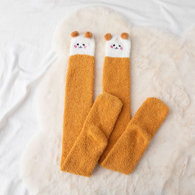 1-Pair Women's Winter Thermal Over-the-Knee (OTK) Floor Socks - Cozy Coral Sleeping Socks Suitable for Home, Bed, and Cold Weather - Warmth &