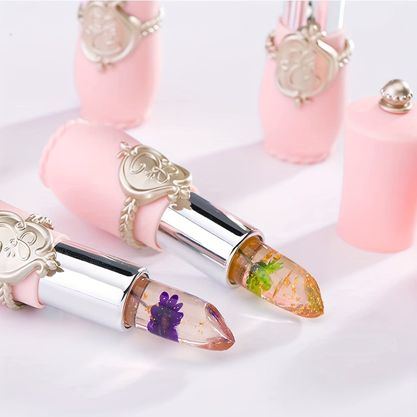 Crystal Dry Flower Jelly Lipstick, Magic Temperature Color Changing Lip Balm, Long Lasting Nourishing Moisturizing Lip Gloss Valentine's Day Gifts