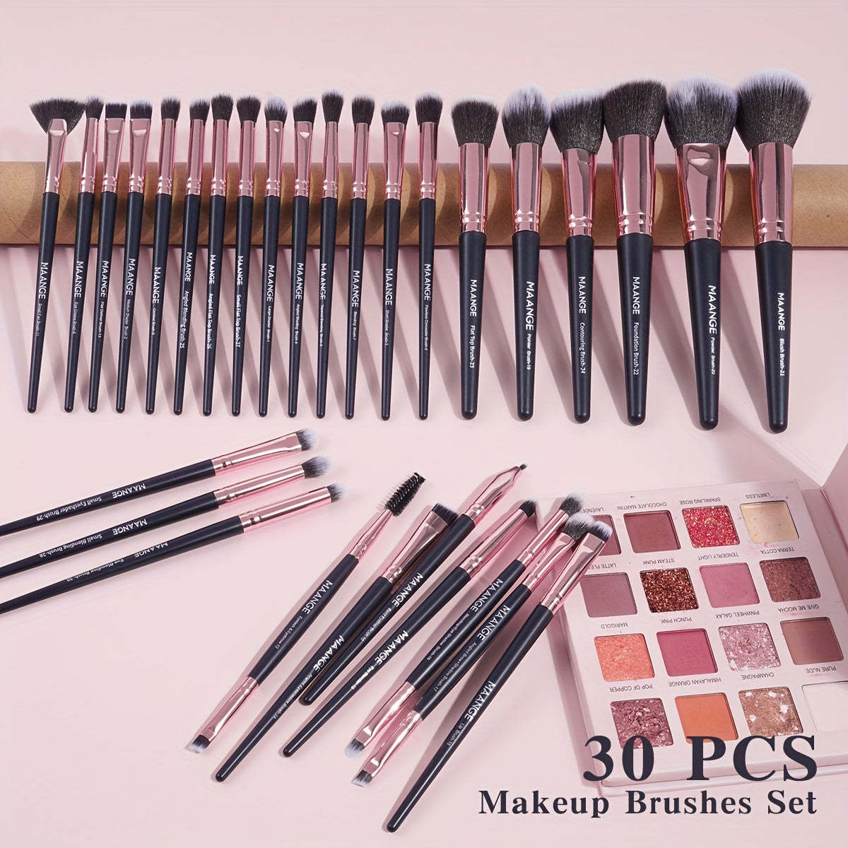 MAANGE 30pcs Professional Makeup Brush Set Foundation Brush Blush Brush Loose Powder Brush Eyeshadow Brush Complete Makeup Tool Set Suitable for Beginners and Professional Makeup Artists Portable Gift Set for Beginners Basic