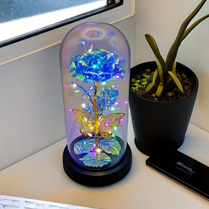 1pc Exquisite Hollow Butterfly LED Rose Cover - Illuminated, Decorative, and Romantic Gift for Valentines Day, Mothers Day, Wedding, Back-to-School, Holiday, Party, Mom, and Scene Layout Occasions