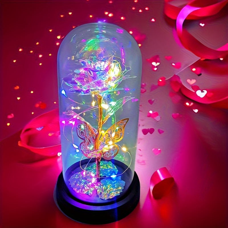1pc Exquisite Hollow Butterfly LED Rose Cover - Illuminated, Decorative, and Romantic Gift for Valentines Day, Mothers Day, Wedding, Back-to-School, Holiday, Party, Mom, and Scene Layout Occasions