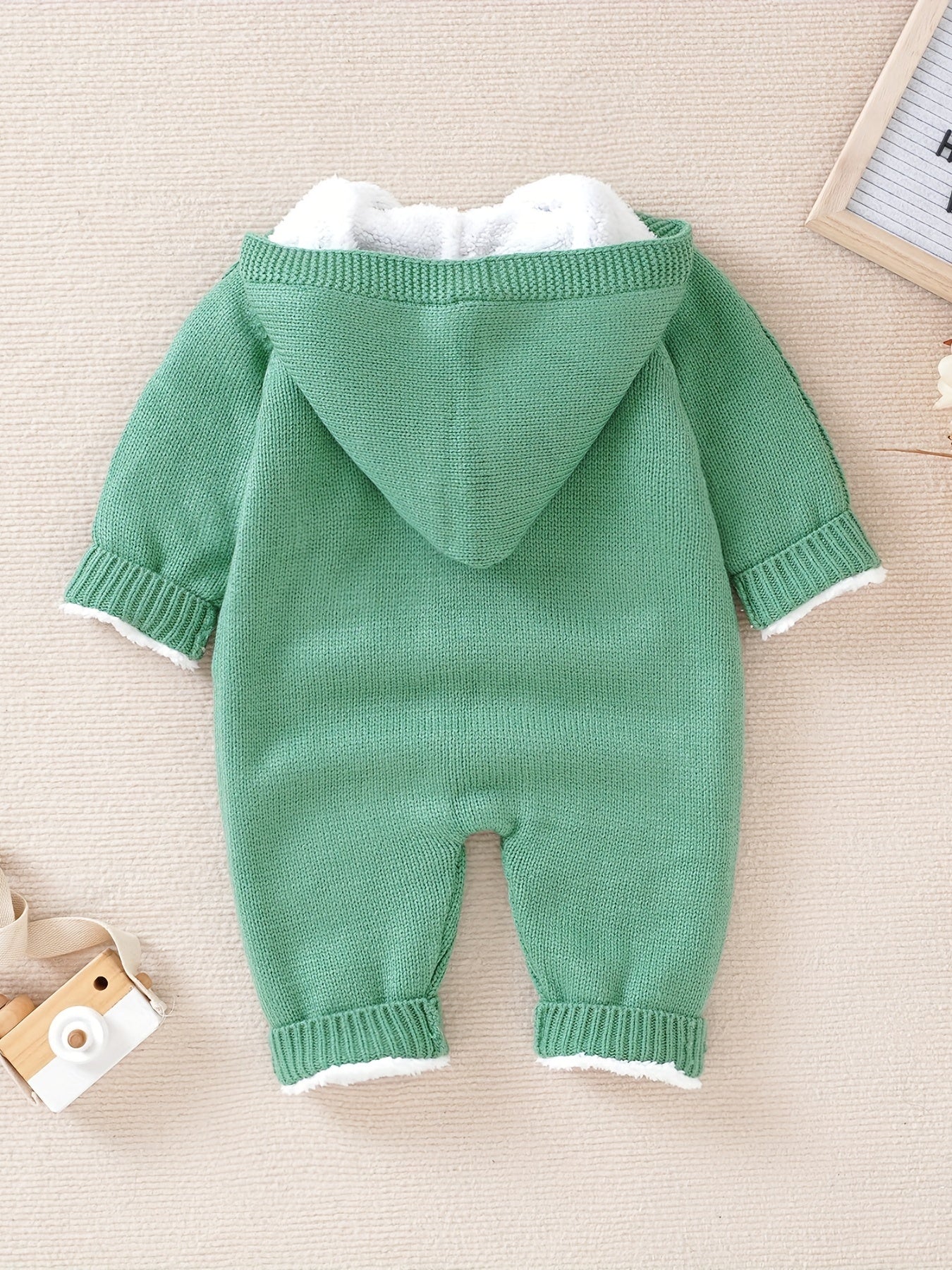 [Knit | Jumpsuit] Long Sleeve Hooded Newborn Boys And Girls Knitted Jumpsuit With Pants