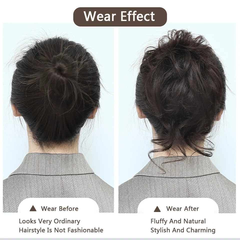 Add Volume And Style with Synthetic Messy Curly Hair Bun Chignon Scrunchy Hair Band! Hair Halloween Christmas