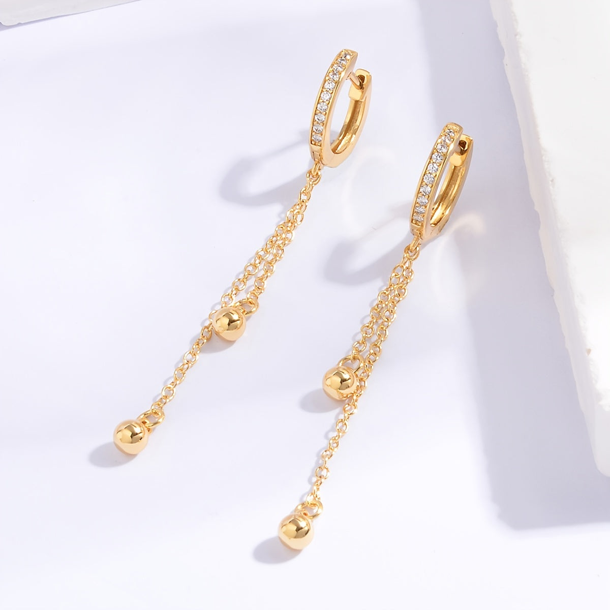 Chic Tassel Bead Earrings 18K Plated Jewelry Gift Women Accessories