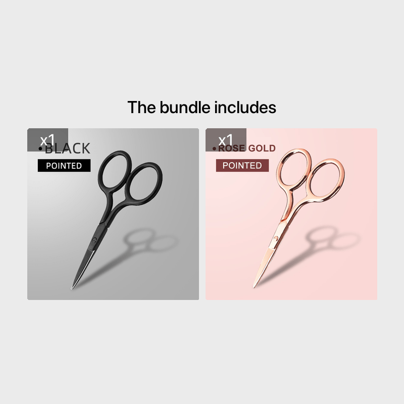 Stainless Steel Pointed Tip Scissors - A Pair Of Black Fish Line With Rose Golden Handles - Ideal For Trimming Eyebrows, Eyelashes, Embroidery, And Various Beauty Tasks