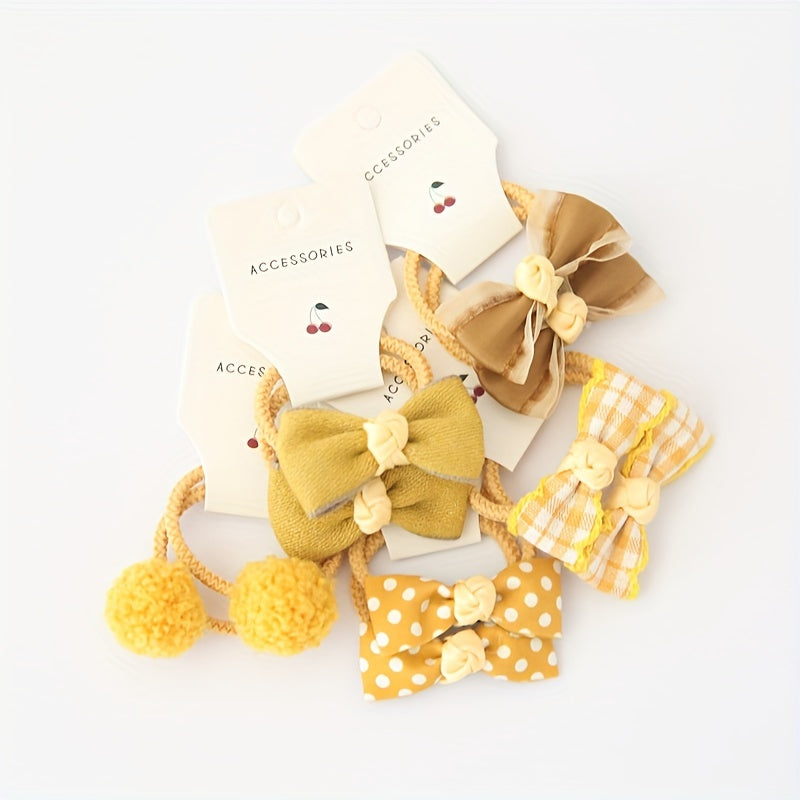 10pcs Cute Bowknot Headwear, Kids Elastic Hair Bands, Cartoon Accessories Baby Headdress