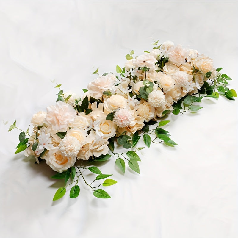 Artificial Peony & Rose Flower Garland Decor, Decor Floral Arrangement for Wedding Arch Background, DIY Wedding Wall Decor Supplies with Plastic Foliage, Party Event Decor