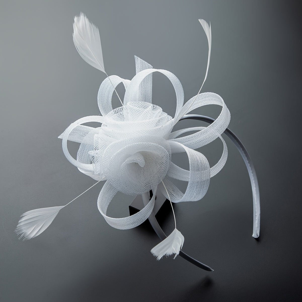 1pc Elegant Women'S Fascinator Headband - Polyester Mesh Flower Veil with Feather Detail for Cosplay, Bridal, Wedding, Tea Party, Church Hat Accessory, Derby Racing - Birthday Gift, Carnival/Mardi Gras/Masquerade