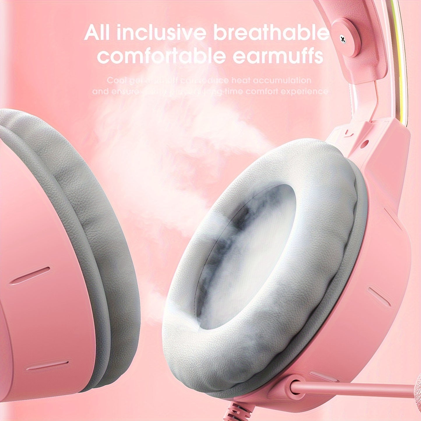 ONIKUMA X15pro Cat Ears Gaming Headset with LED Light-Up Headband, Wired, Noise-Canceling Mic for PC & Laptop