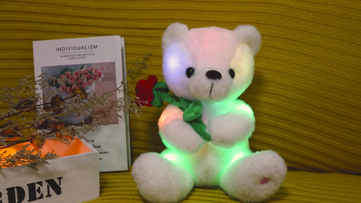 Glow Guards Glow Bracelet White Bear Plush Toy Soft And Cute Stuffed Animal, Christmas Halloween Thanksgiving Gift, Interior Decoration, Without Battery, 10.5 In/26cm