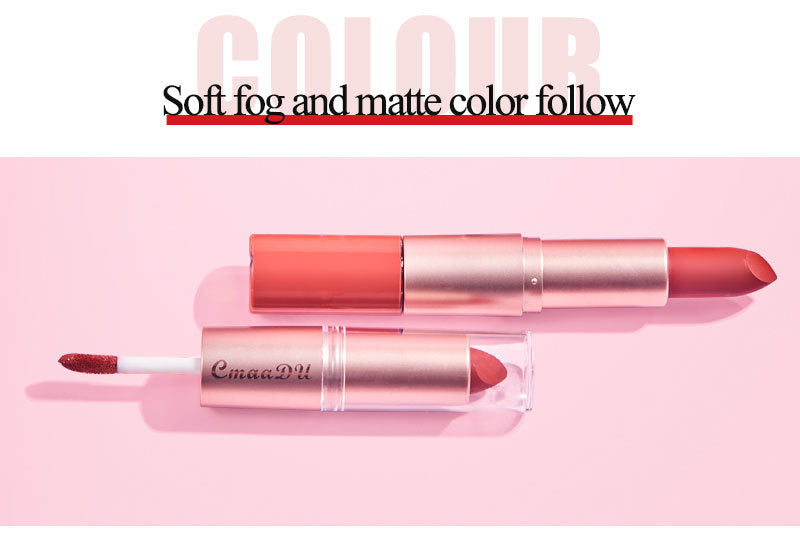 Long-Lasting 3-Color Lipstick & Lip Gloss Set - Double Headed Design for Natural, Lustrous Texture - Perfect Valentine's Day Gift for Women Valentine's Day Gifts