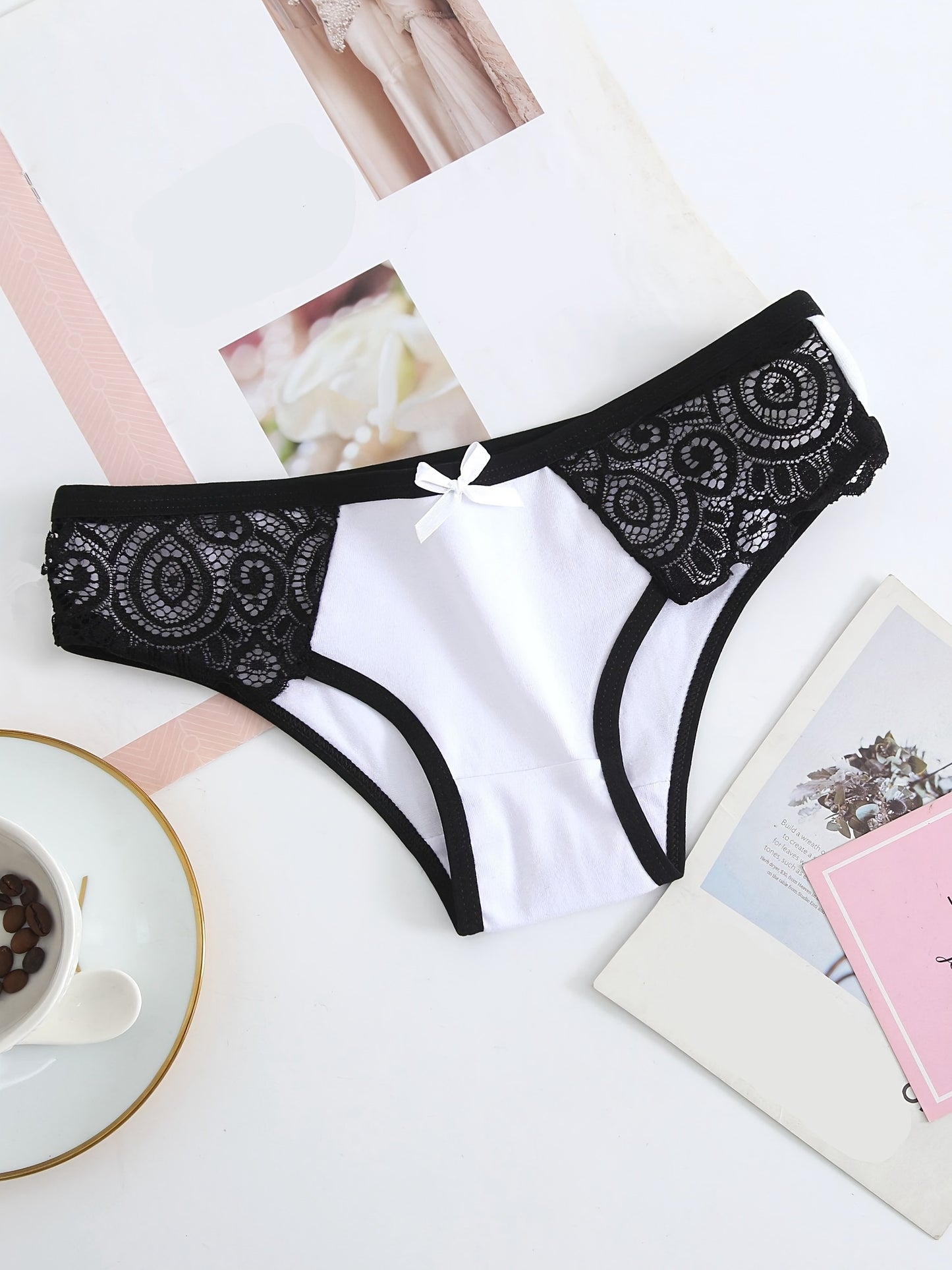 6pcs Contrast Lace Sexy Women's Panties