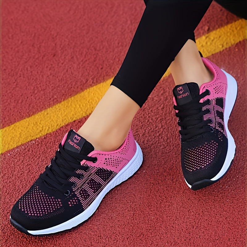Women' Lightweight Platform Sneakers Suitable for Running, Dressy Casual & Office - Low-Top Striped Lace-Up Shoes with Cushioned Sole, Breathable Fabric Upper, Spring for Workouts, Daily Wear & Athletics (Ideal for Beginners