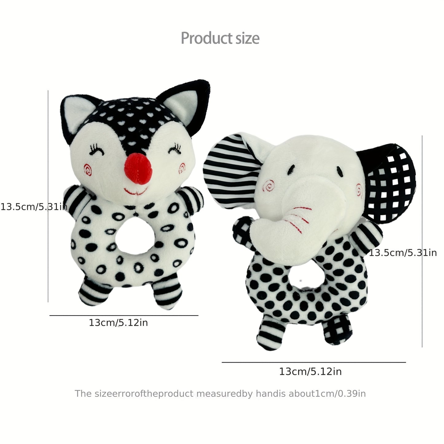 [Gift Ready, Baby Rattle] Black and White Baby Rattle Toy | Soft Texture, Polyester Fiber, Colorful Yarn Ball, Hand Grip Stick, Perfect Gift for Youngsters