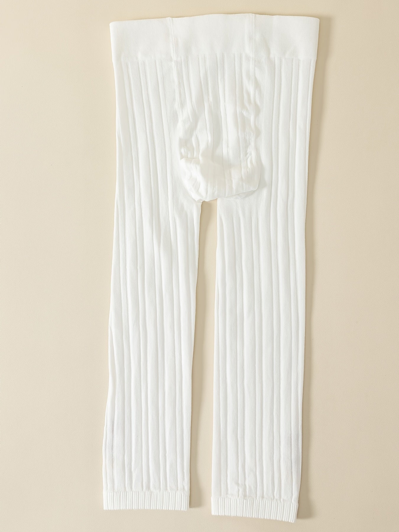 Kids' Base Pants, Girls' Spring/Autumn Vertical Stripe Slim Fit Knit Socks Embroidered Casual 9/10 Pants