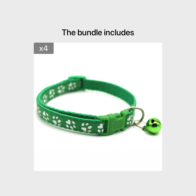 Rainbow Cute Bell Collar with Adjustable Buckle and Paw Print Design for Cats