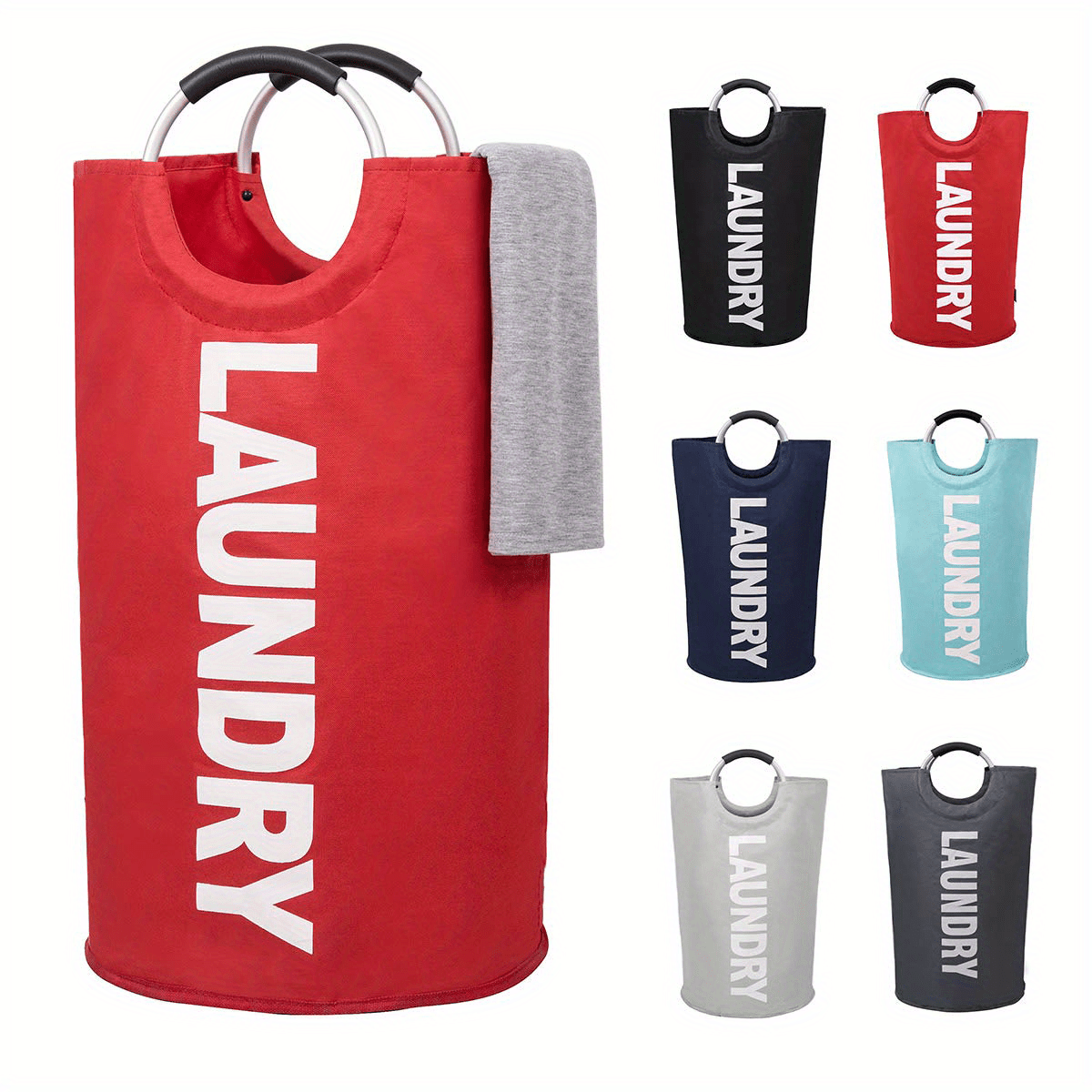 X-Large Laundry Basket, Collapsible Laundry Bag, Freestanding Tall Clothes Hamper, Laundry Hamper, Laundry Bag with Padded Handles, Clothes Hamper Stands Up Well, Collapsible Laundry Basket Easy Storage, Laundry Baskets