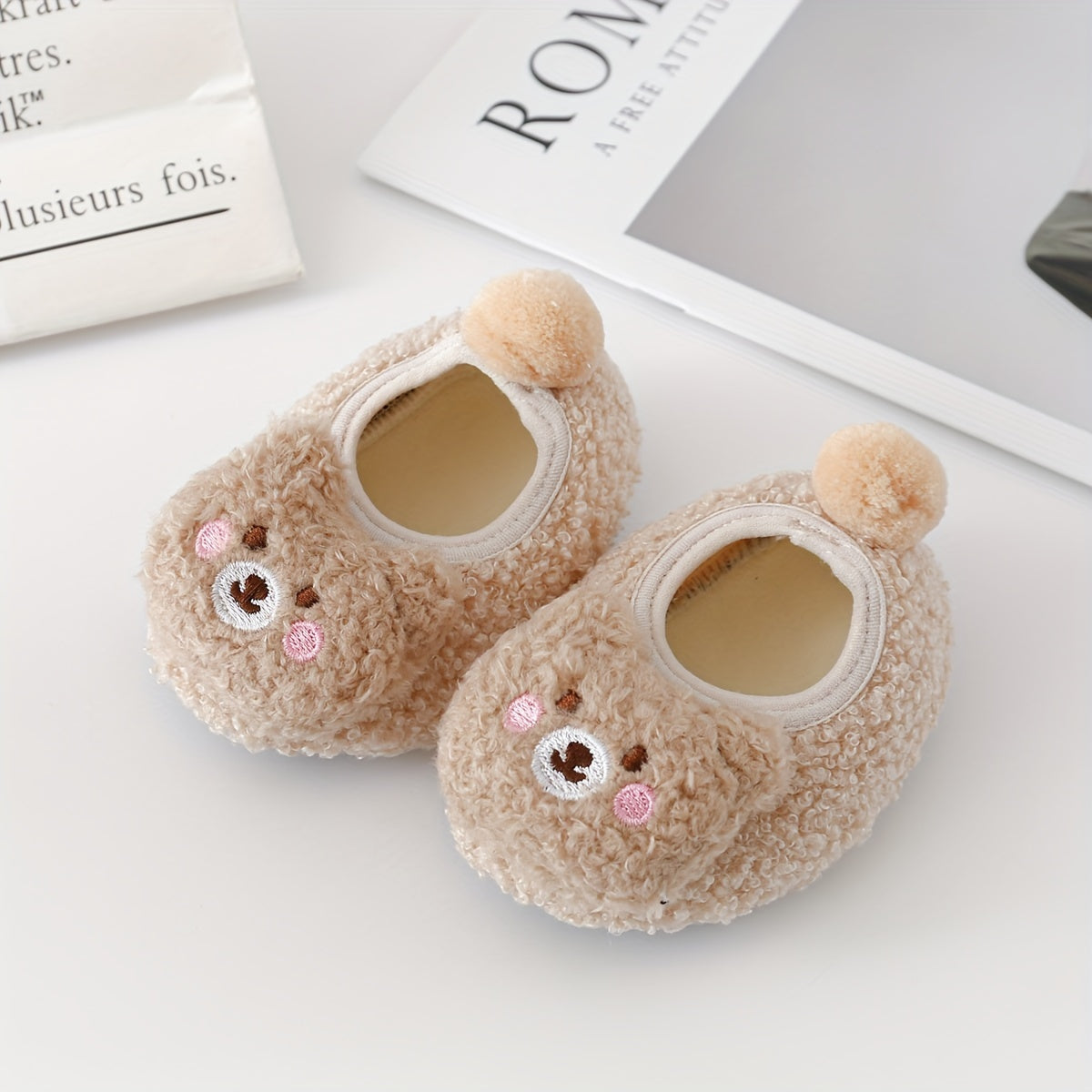 Cute Christmas Animal Slippers - 1pair Non-slip Baby Toddler Shoes Socks for Girls & Boys