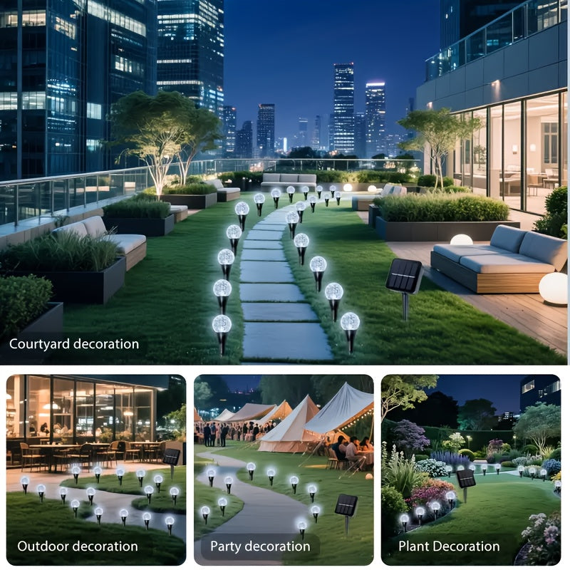 20pcs Solar Garden Lights, Outdoor Lawn Lamps with 8 Lighting Modes, Automatic On/Off, Metal Construction, Flower Theme, Push Button Control, Ideal for Christmas, Weddings, Parties, Camping, Birthday Decorations, Outdoor Deco