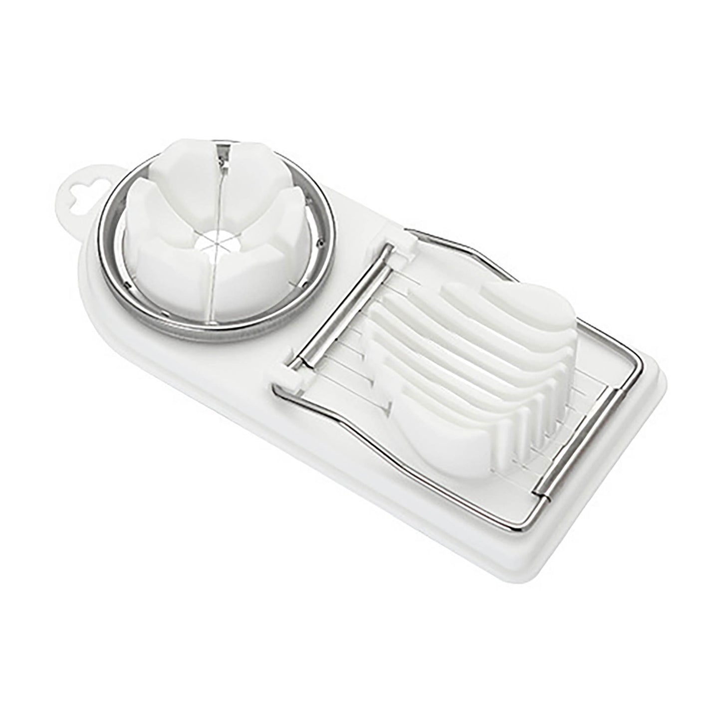 Compact 2-in-1 Egg Slicer & Cutter - Perfect for Hard-Boiled Eggs, Includes Fruit Divider, Durable Plastic/Metal, Easy to Use, Ideal for Small Kitchens, 7.76x3.46 inches, Single Egg Slicer
