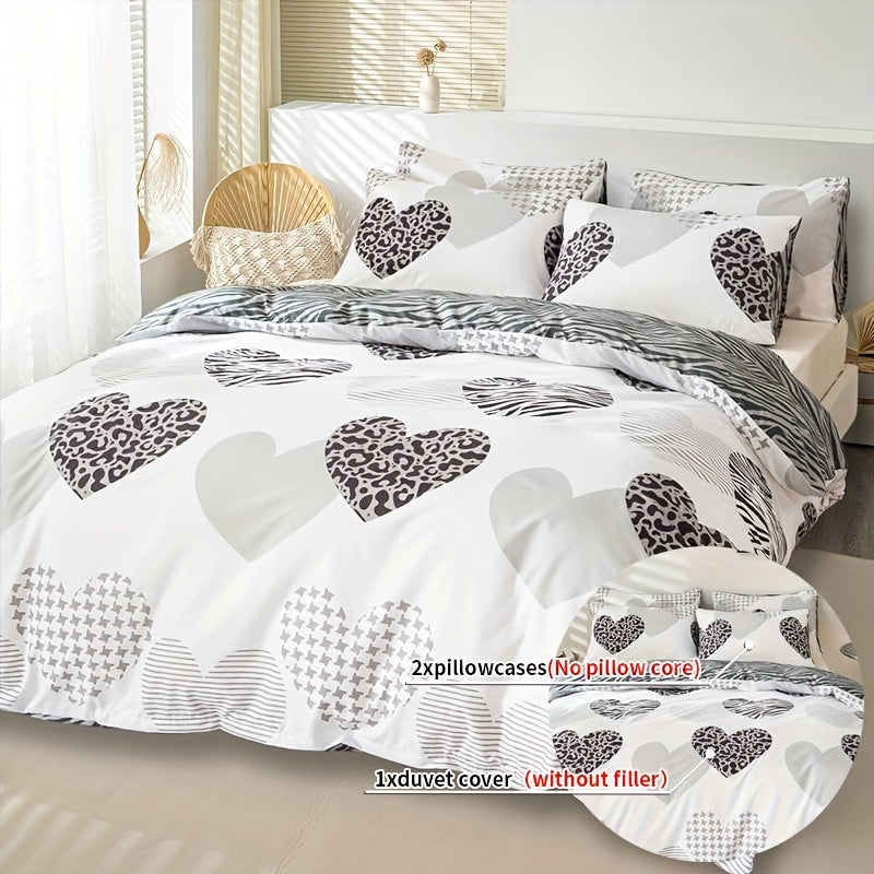 3pcs Multicolor Printed Duvet Cover Set | Polyester, Zipper Closure, Machine Washable, All-season Use