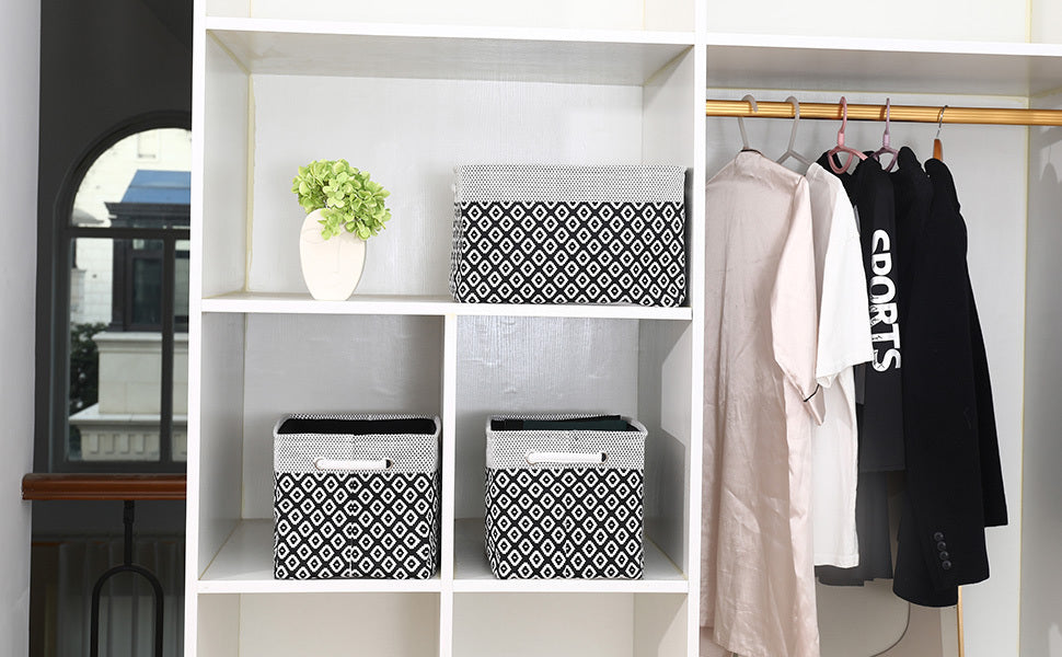 3pcs Modern Fabric Storage Bins - Foldable Canvas Organizer Baskets with Handles, Sturdy for Home, Office, Nursery, and Closet Organization, Minimalist Two-Tone Design, Closet Organizers And Storage