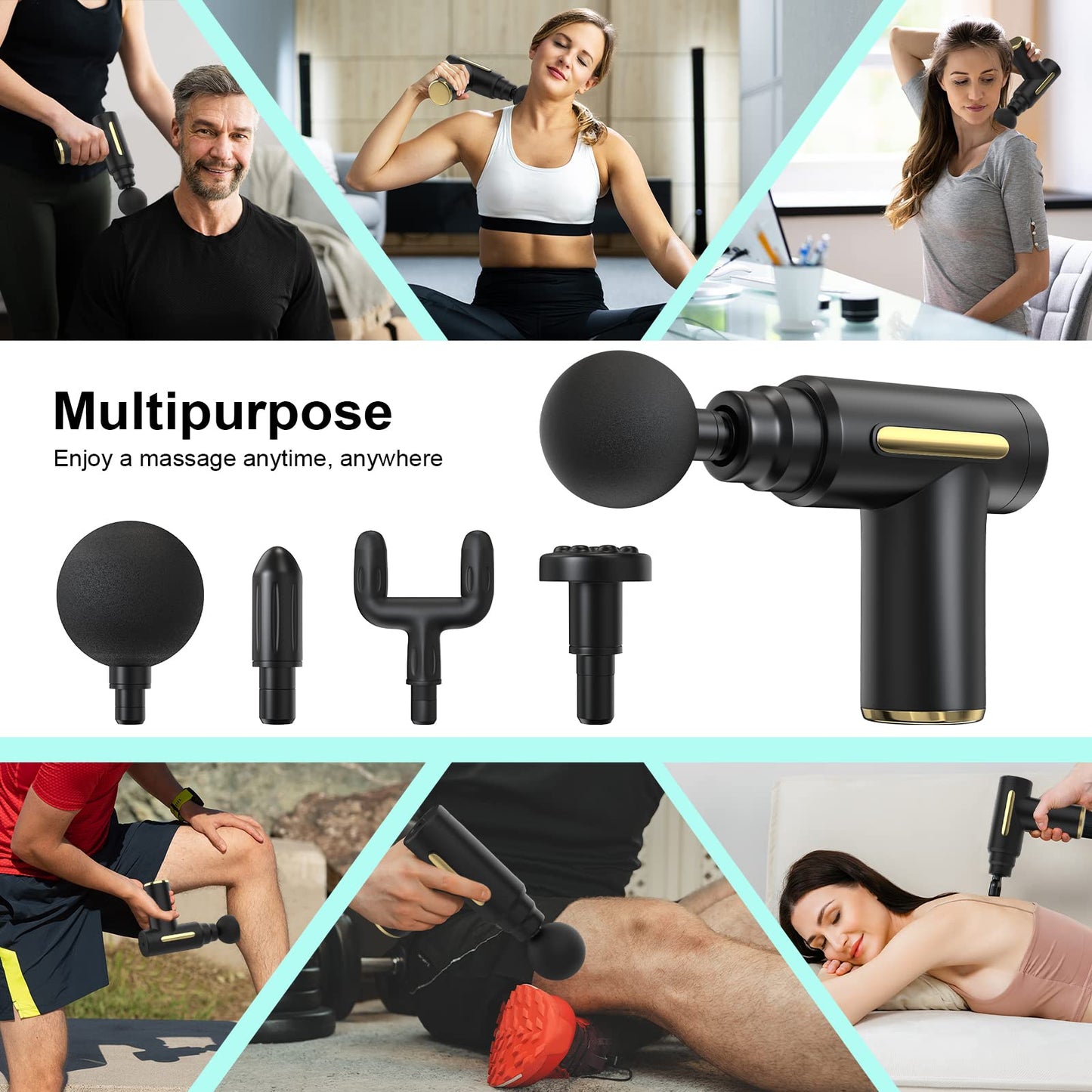 1pc Muscle Massage Gun, Handheld Muscle Massager, Type-C Rechargeable Handheld Entry Level Massager For Neck & Back