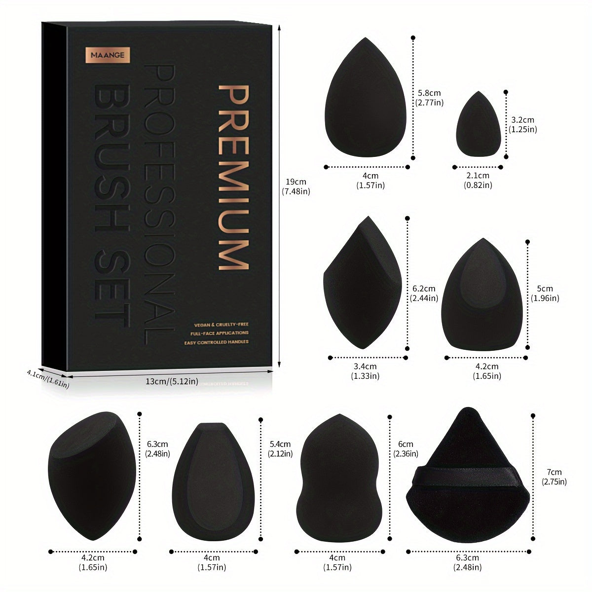 MAANGE 37pcs Makeup Tool Set with a Box, Including 25 Makeup Brushes And 12 Sponge Accessories, Perfect for Valentine'S Day And Mother'S Day Gifts, Portable for Travel.