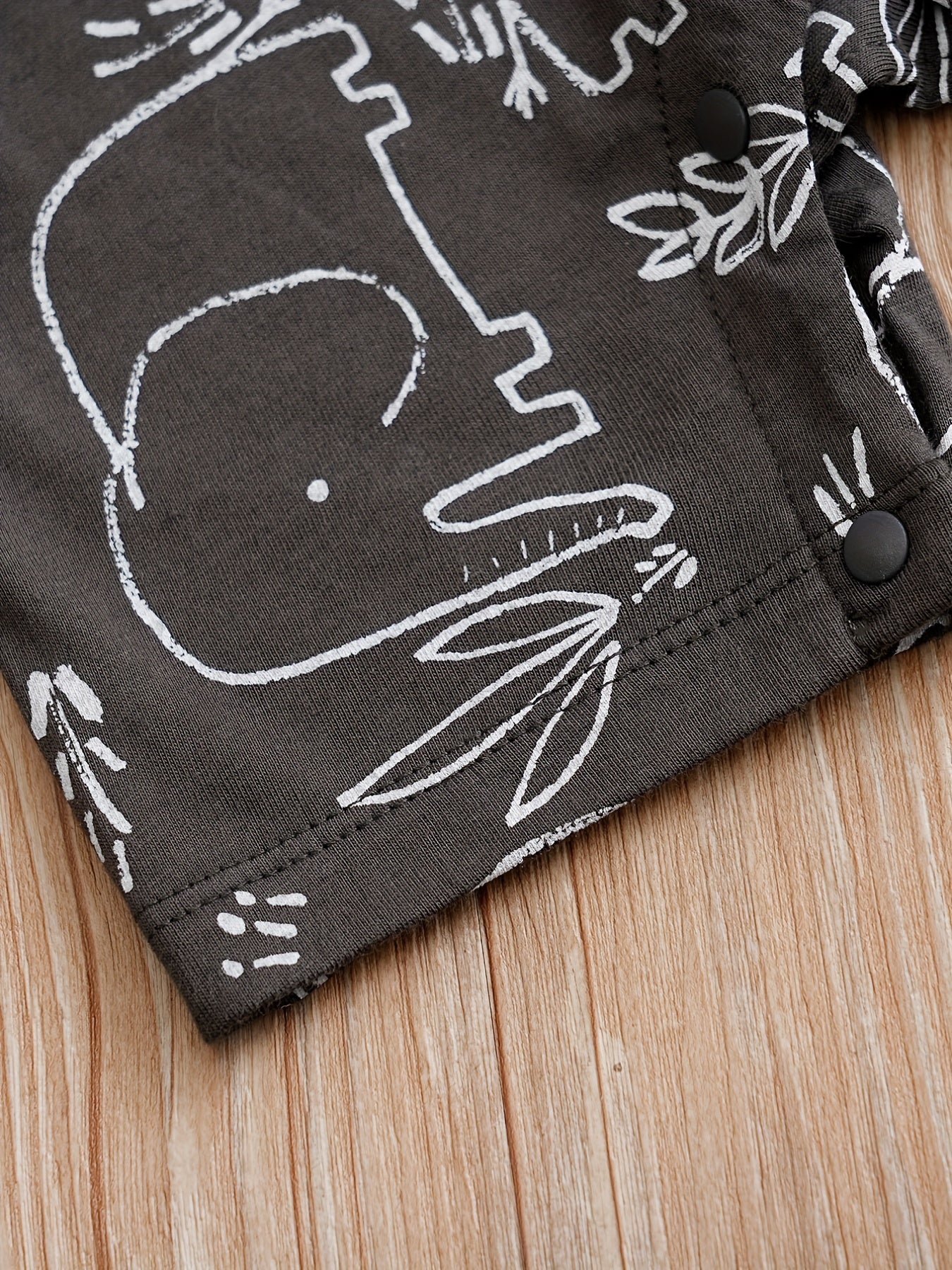 Baby Boy's Cute Elephant Print Short Sleeve Romper, Newborn's Clothes