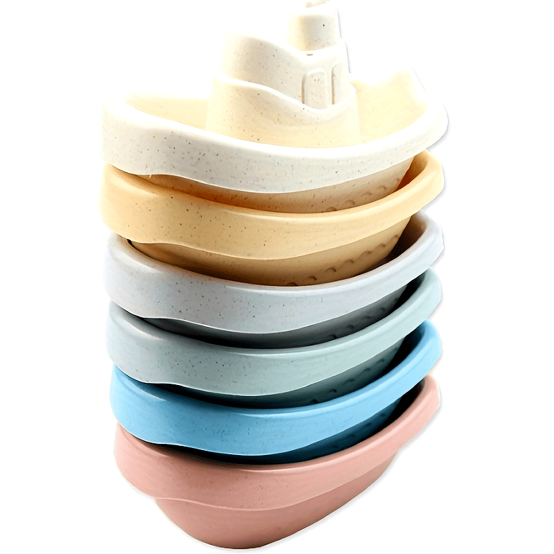 [Fun Sailing Toy] 6pcs Stacking Toy Set | Sailing Small Boats, Stacking Cups, Early Education Building Blocks, And Children's Bath And Beach Toys