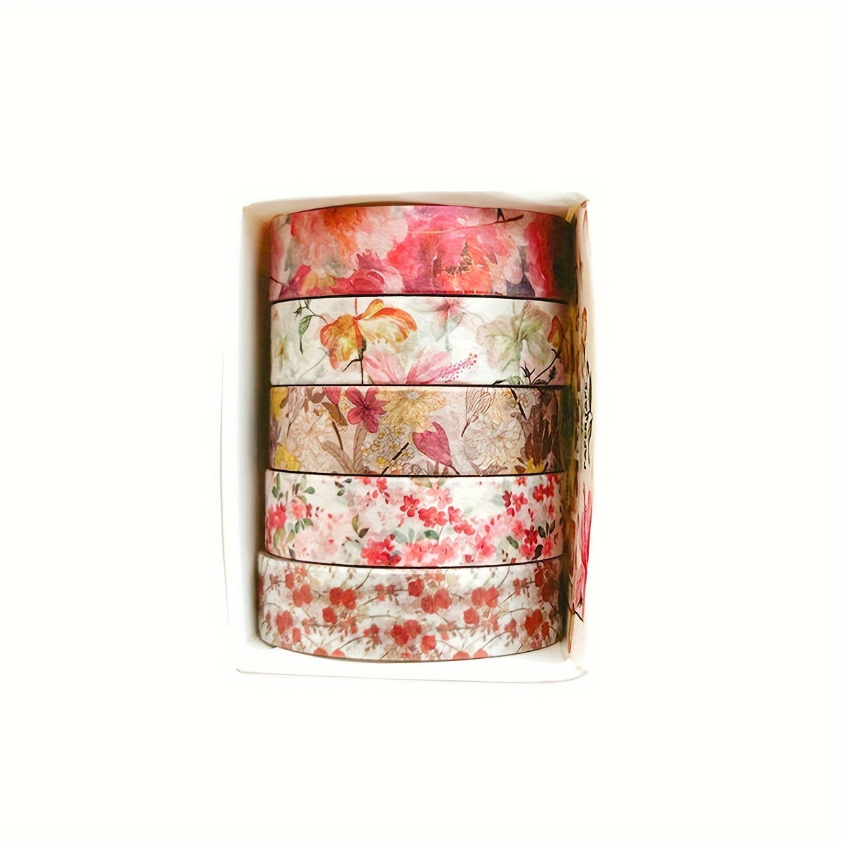 5 Rolls of Washi Tape Flower Series Tear-Off Traceless Decorative Sticker Tape Suitable for Diaries, Photo Albums, Schedules and Party Decorations