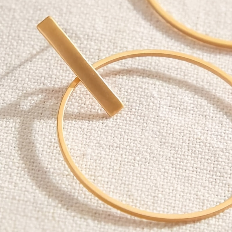 Plated Geometric Circle Drop Earrings Simple Style Jewelry For Women