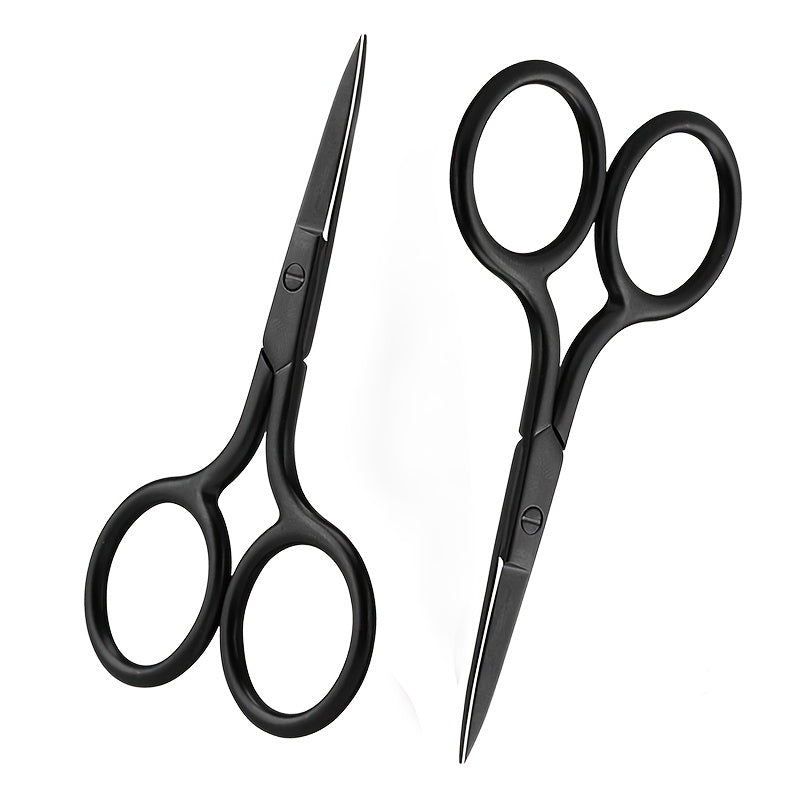 Stainless Steel Pointed Tip Scissors - A Pair Of Black Fish Line With Rose Golden Handles - Ideal For Trimming Eyebrows, Eyelashes, Embroidery, And Various Beauty Tasks