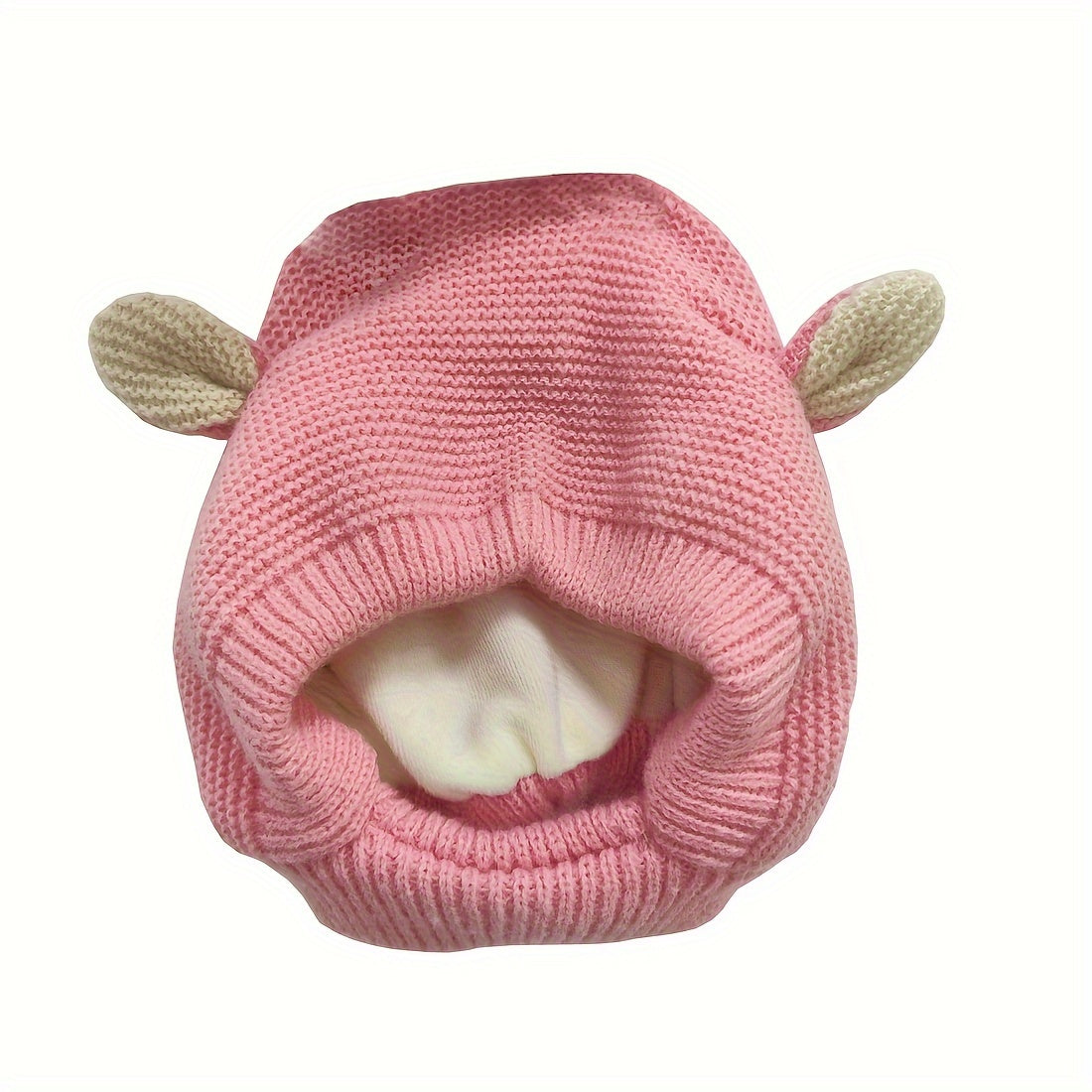 1pc Children's Knit Hat, Warmer Pullover Cap With Cute Ear Fleece Lined For Baby Boys & Girls In Autumn Winter
