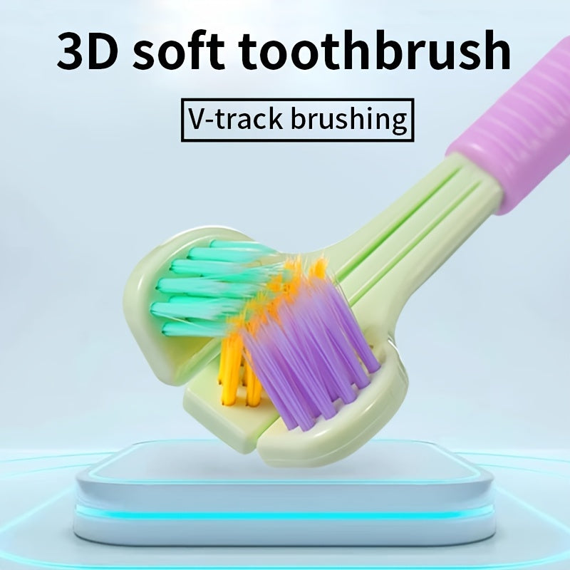 1pc Threesided Soft Bristle Toothbrush, Bristle Travel Toothbrush For Adult, Soft Bristle Toothbrush, Complete Teeth And Gum-Care Great Bristles Clean Each Tooth Soft And Gentle Toothbrush