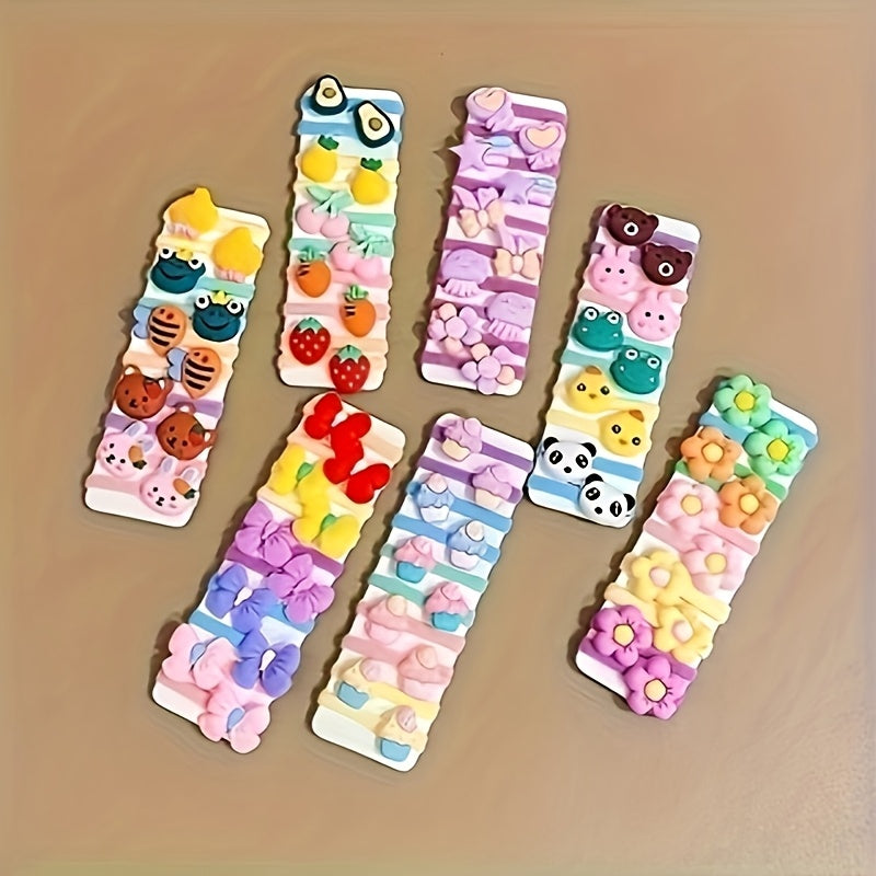 10pcs/20pcs/30pcs Cute Cartoon Animal and Flower Hair Ties for s - Soft Elastic Ponytail Holders, Perfect Gift, Mixed Colors Set