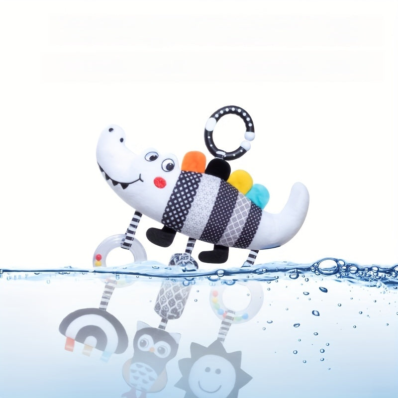 [Soft Animal Plush Toys] Soft Black and White Animal Wind Chime Plush Toys | for Baby Car Seat & Stroller, Hanging Rattle Toys | Ideal Christmas Gift for Infants 0-3 Years Old, Chinese Mainland Origin