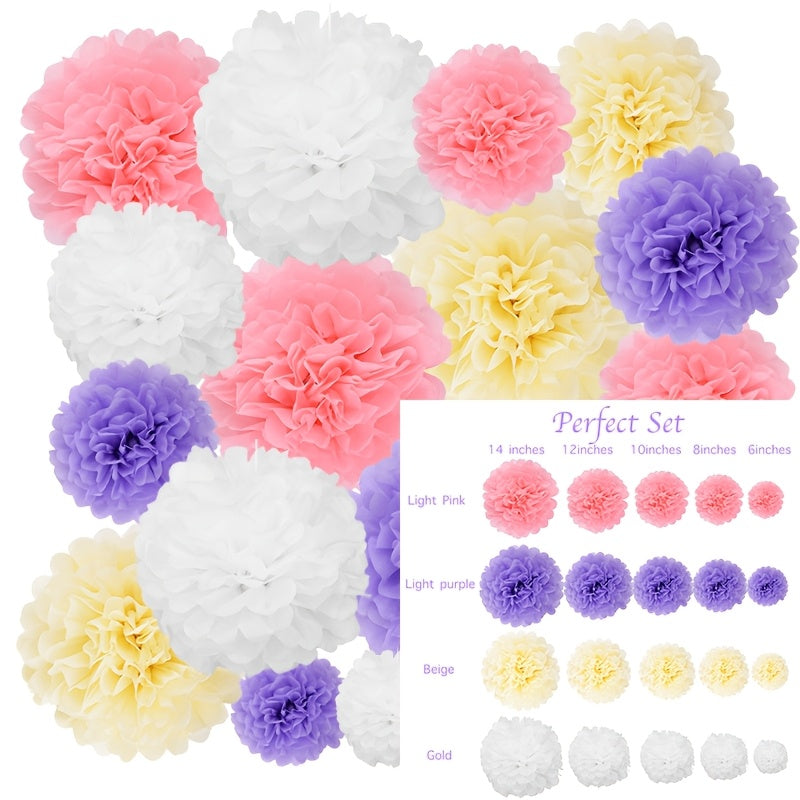 20pcs Set Hanging Flower Pompom Tissue Paper Pom Poms for Weddings and Other Occasions Party Birthday Baby Shower Christmas, Halloween Decorations, Event Styling, Party Decorations, Whimsical Decor, Hanging Decor, Delicate De