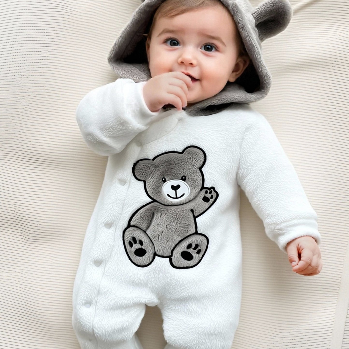 Baby Footed Onesie, Newborn Infant Footed Romper, Winter Thickened Plush Warm Base Layer, Perfect for Outdoor