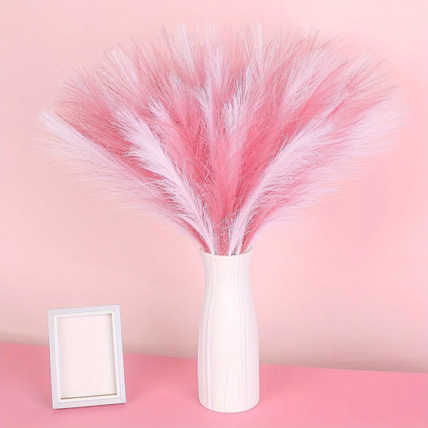 21pcs Artificial Pampas Grass - Faux Reed Feathers for Home & Wedding Decor, Perfect for Vase Display, Event Styling, Table Centerpiece, Natural Aesthetic, Minimalist Arrangement, Realistic Texture, Durable Stems, Feather Acc