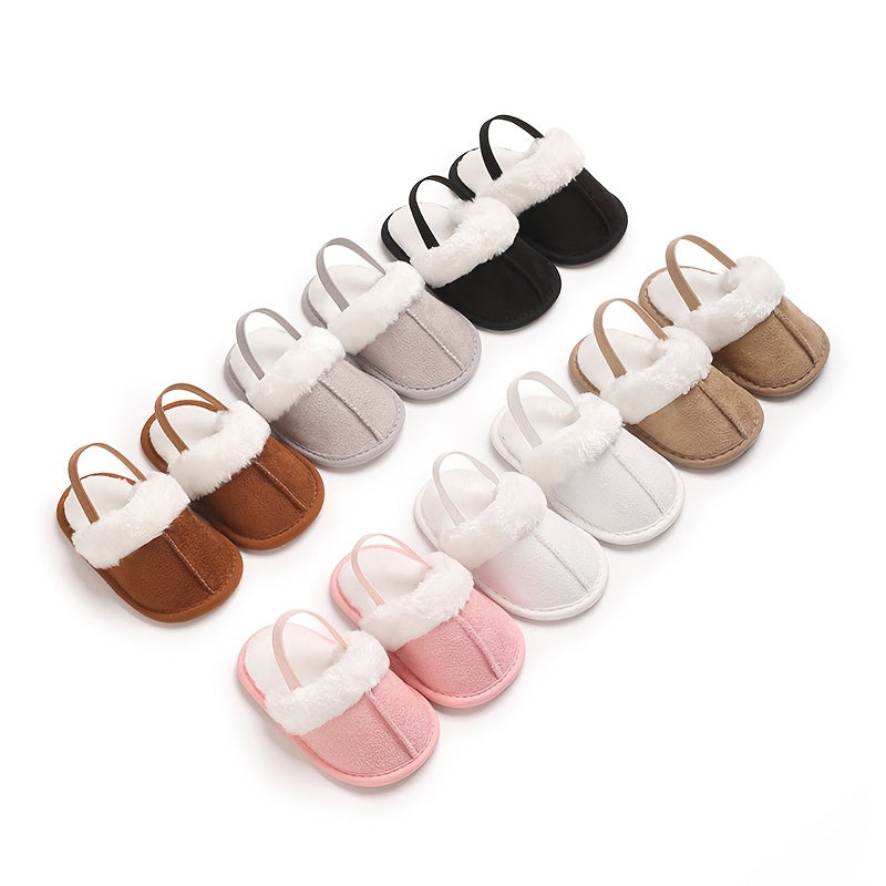 Cozy Plush Baby Girl Slippers - Soft, Non-Slip Sole for Indoor Comfort | Cute & Warm for 0-1 Year Olds | Perfect for Spring/Fall, Leisure Style, Spring/Autumn