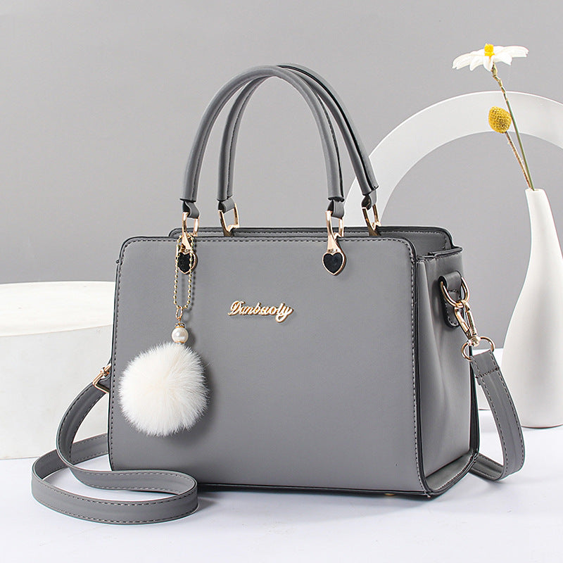 [Faux Leather Shoulder Handbag] Elegant Faux Leather Handbag - Lightweight Solid Color Shoulder Bag with Tassel Embellishment, Adjustable Strap, Zipper Closure, Polyester Lined, Edge Paint Detail - Available in Multiple Color