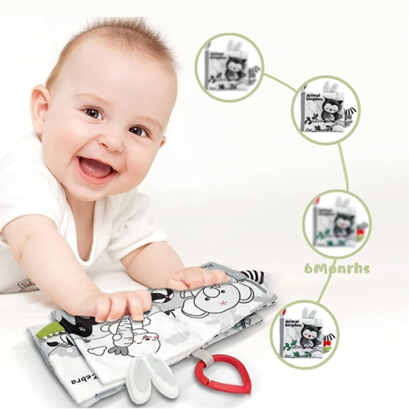 [3D Cloth Book] 3D Black and White Cloth Book | Early Education, Baby Cognitive Toys, Not Tear, Can Bite, Halloween Christmas Gifts