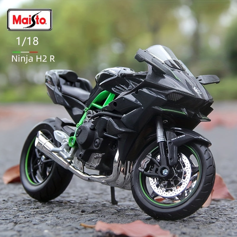 Kawasaki H2 R Ninja 1:18 Scale Die-Cast Motorcycle Model - Collectible Toy for Hobbyists, Black for winter