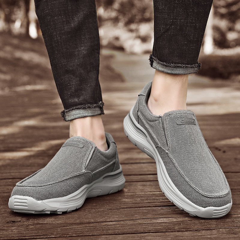 Men's Canvas Breathable Slip On Loafer Shoes Comfortable Walking Sneakers
