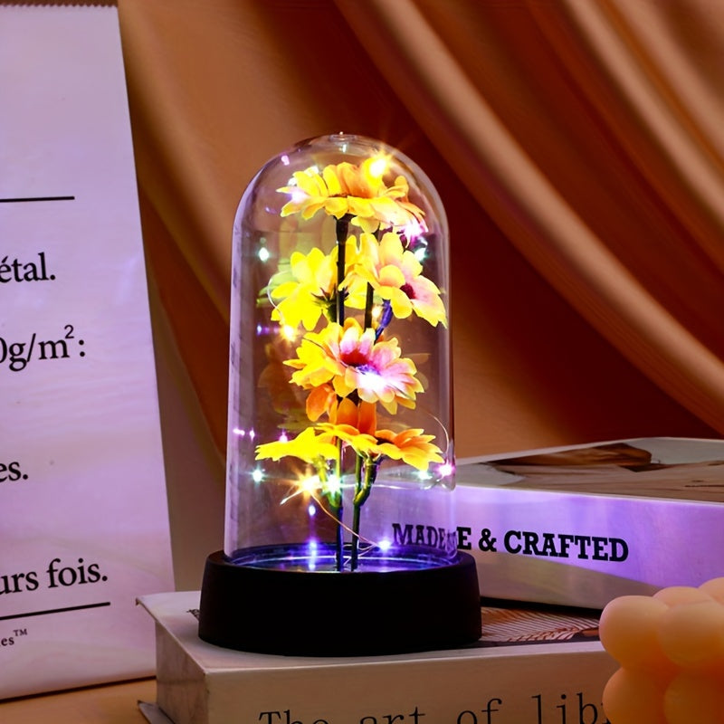 1pc Simulated Sunflower Decorative Night Light, Valentine's Day, Mother's Day, Anniversary, Weddings Gifts, Desktop, Bedside/Wall Cabinet Flower Decorative Light