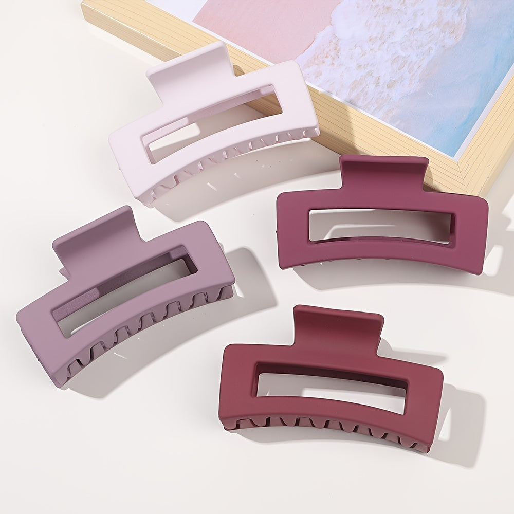 4pcs Strong Hold Hair Claw for Women - Medium Rectangle Clip with Non-Slip Grip for Thick and Thin Hair - Cute and Stylish Jaw Clip for Hair Styling Accessories