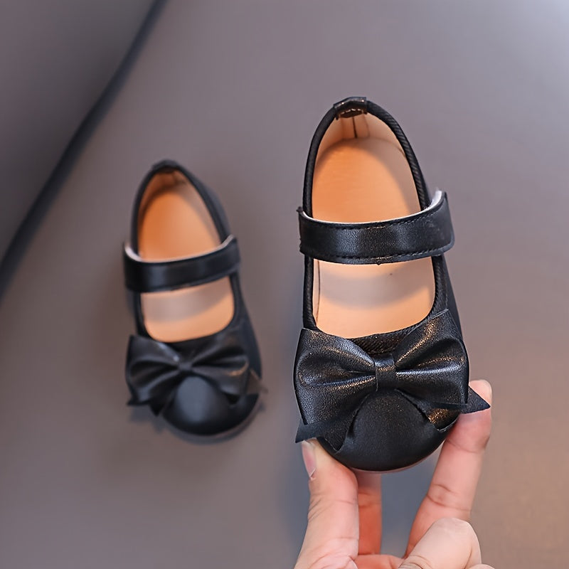 Girls Shoes Mary Jane Flats Soft Sole Non-slip Bow Decor Princess Shoes